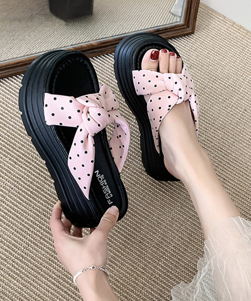 miniministore（ミニミニストア） ドット柄リボン厚底サンダル