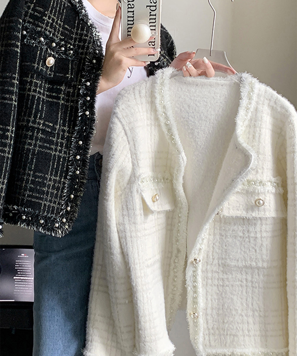 miniministore ラメツイード風ジャケット 韓国ニット秋冬