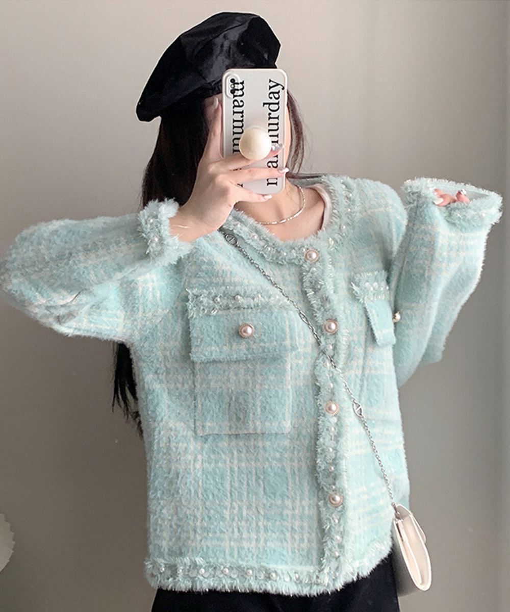 Whim Gazette ジャケット ノーカラージャケット ラメツィード