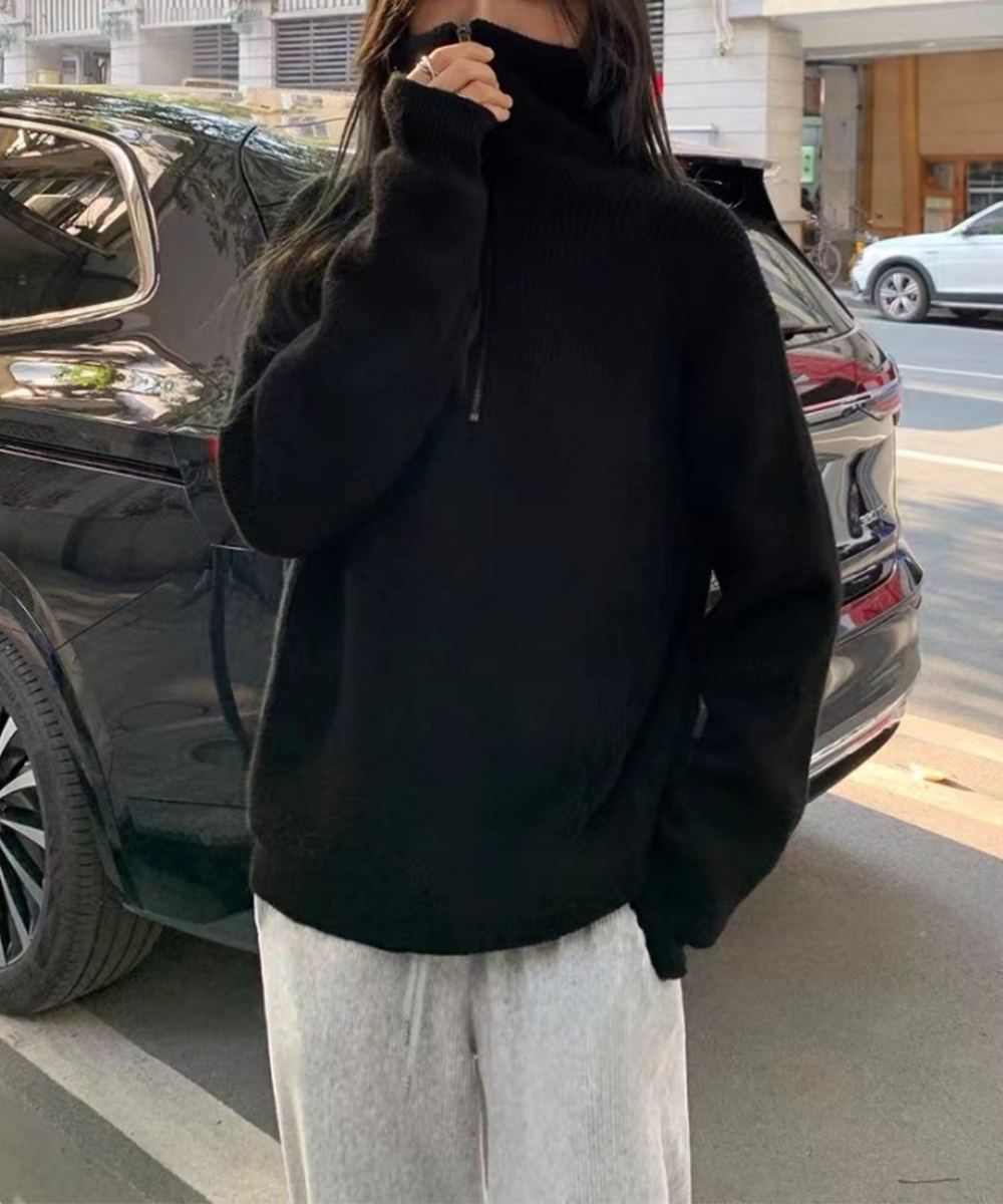 miniministore ハーフジップニットセータースタンドカラー