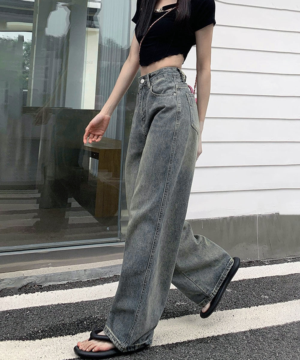 y2k ダブルニー スーパーバギー デニムパンツ ヴィンテージ加工