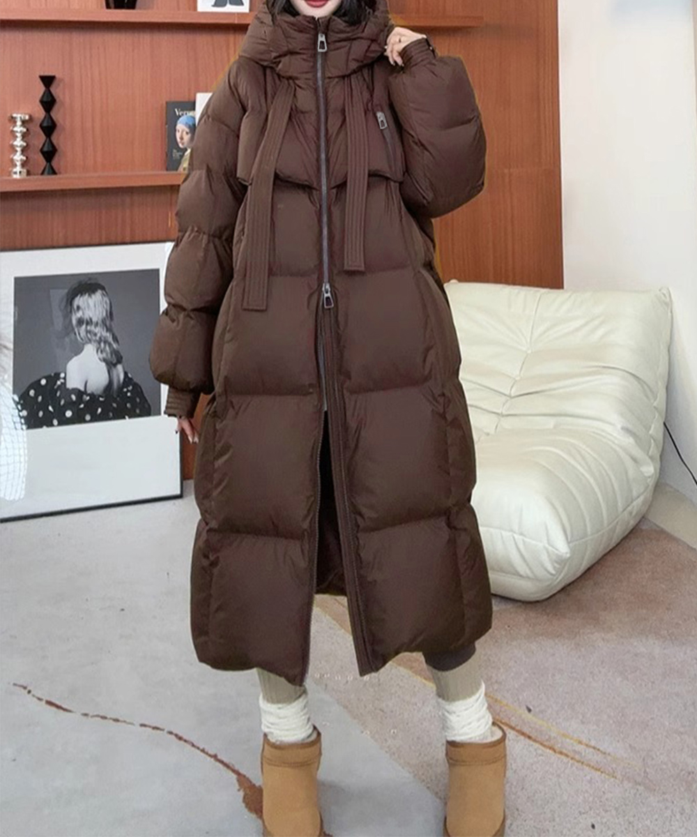 ピュウミニ　+MiNi　ダウンコート　ボックスプリーツ　イタリア製　未使用に近い miniministore（ミニミニストア） フェイクダウンコート中綿入りロング