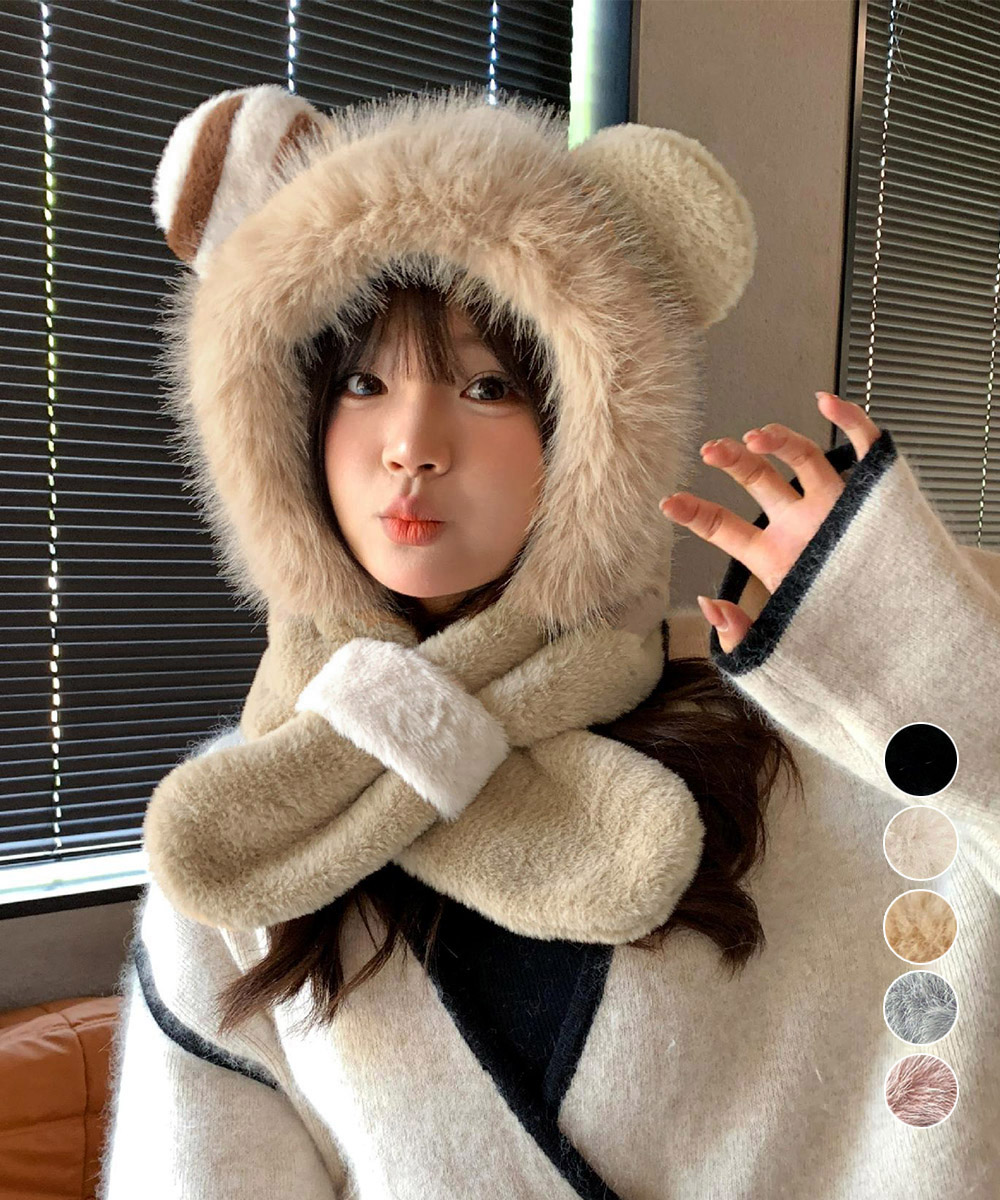 miniministore（ミニミニストア） くまみみ帽子 マフラー付きファー