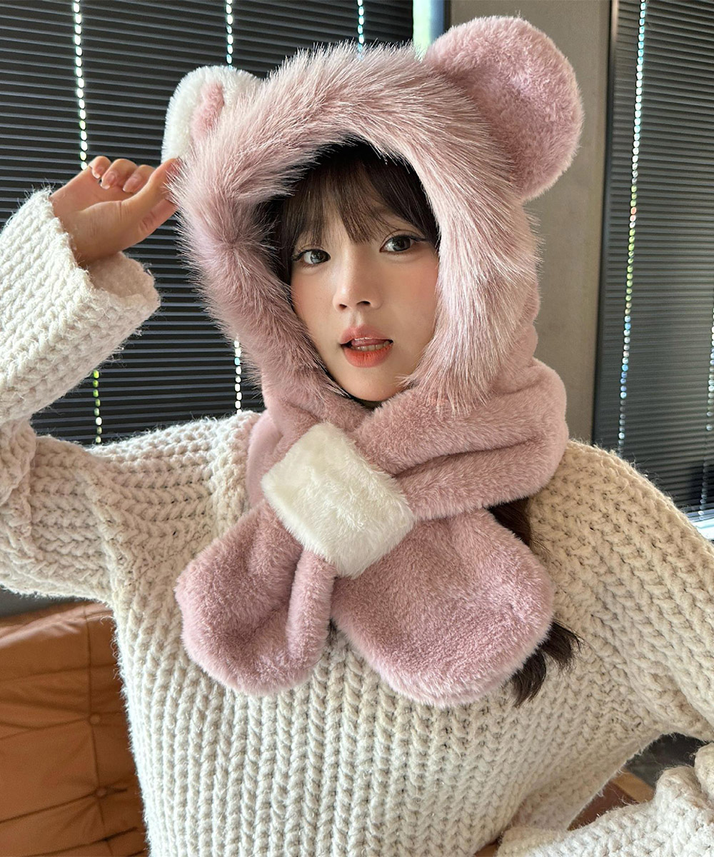 miniministore（ミニミニストア） くまみみ帽子 マフラー付きファー