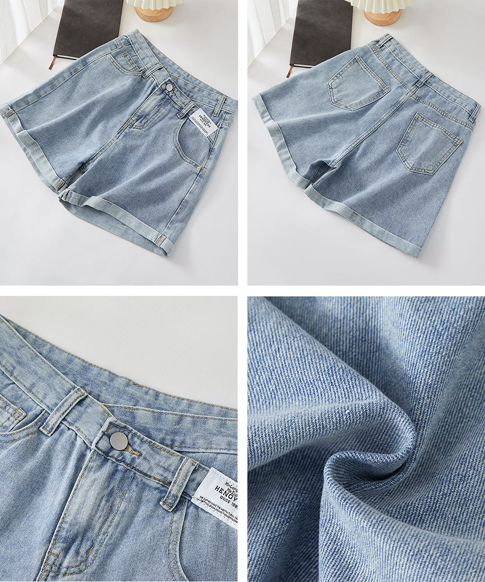 美品　AMOMENTO ブラック ポケット デニムショートパンツ 89dwei-006-x.jpg