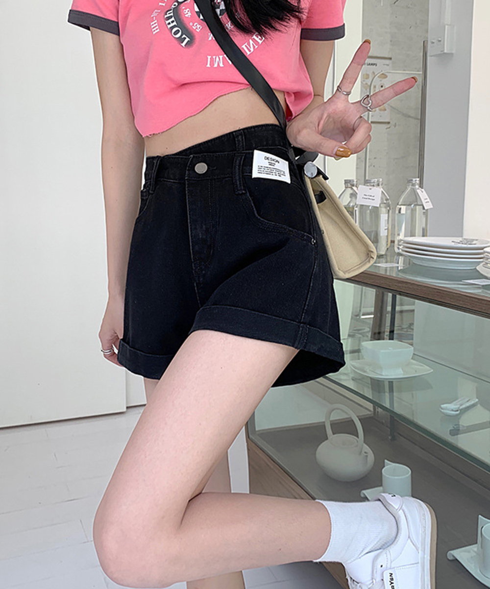美品　AMOMENTO ブラック ポケット デニムショートパンツ DIANTE レザーポケットデニムショートパンツ 瀬戸南 - メルカリ