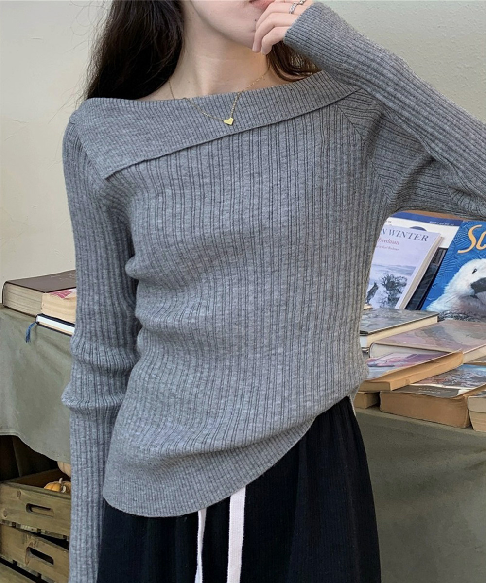 miniministore リブニットトップス オフショルダー 長袖【ゆう
