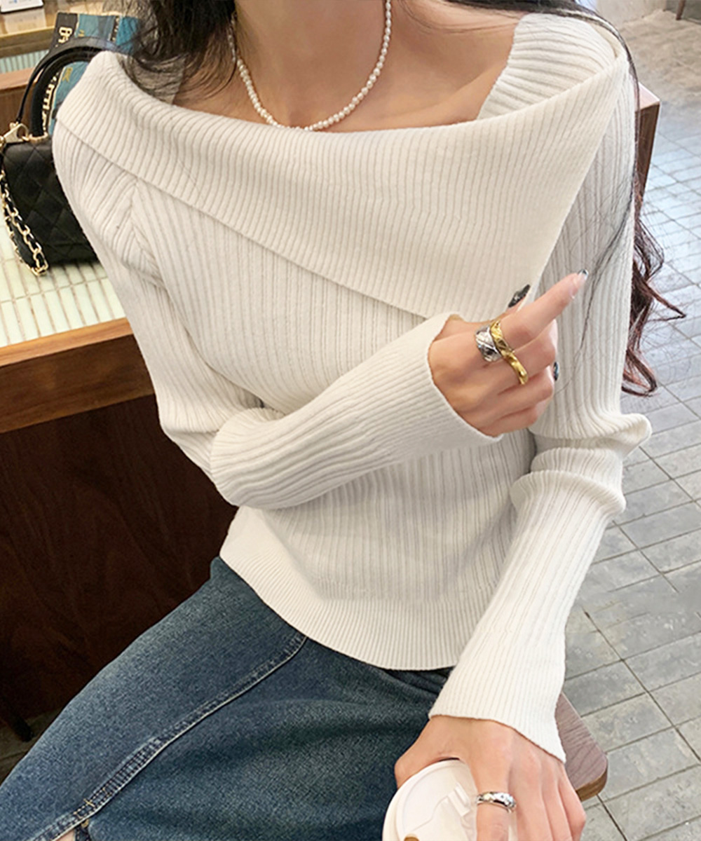 miniministore リブニットトップス オフショルダー 長袖【ゆう