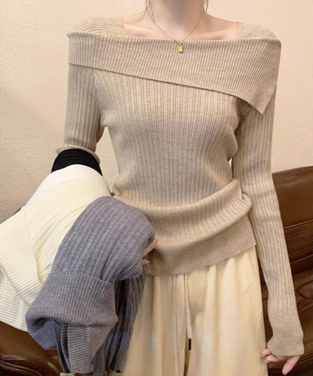 miniministore リブニットトップス オフショルダー 長袖【ゆう