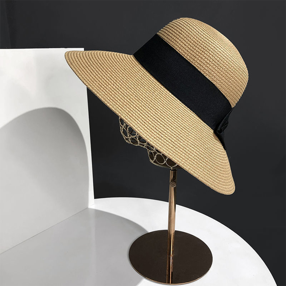 【新品未使用】箱付poritrie さん刺繍リボンむぎわら帽子 miniministore 麦わら帽子 ストローハットリボン付き夏帽【ゆう