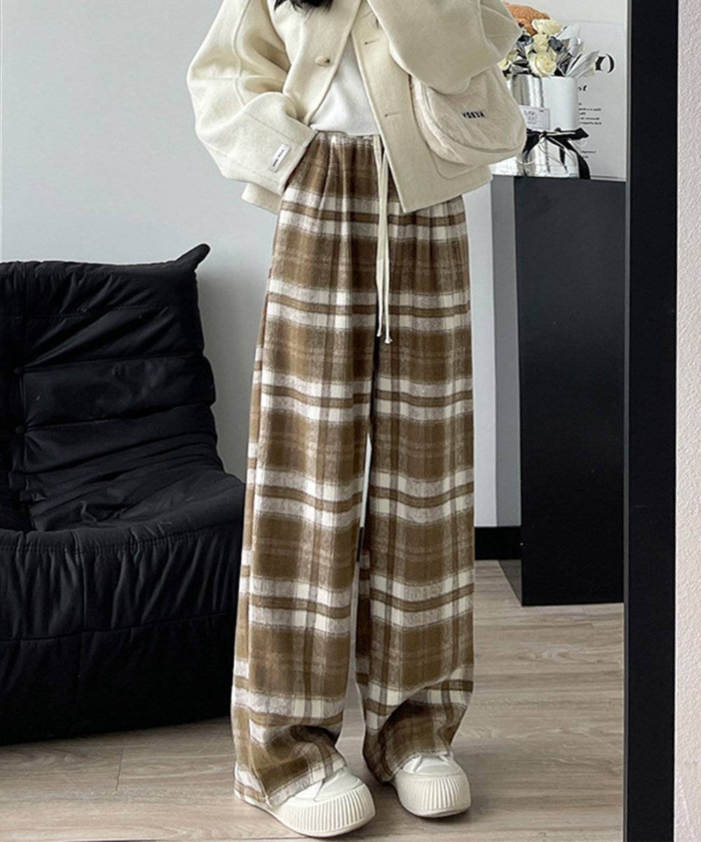 miniministore（ミニミニストア） チェック柄パンツハイウエストワイド