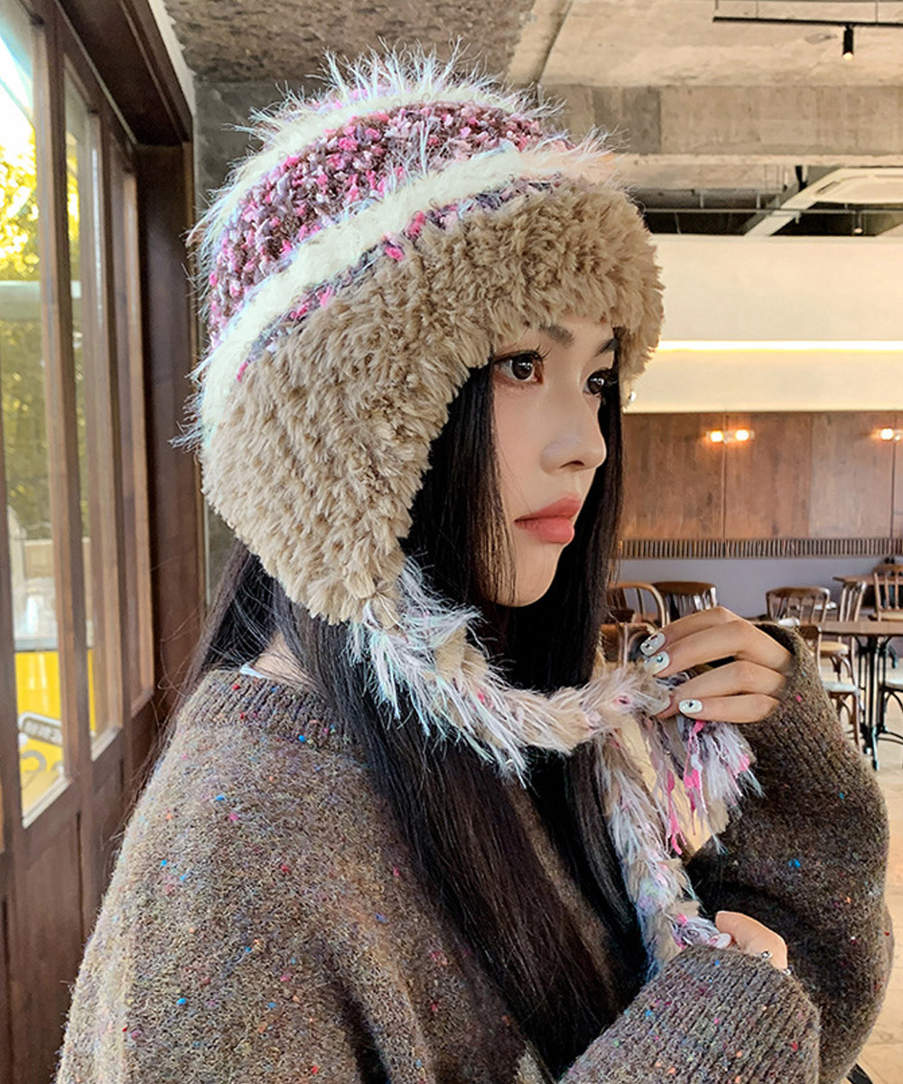 miniministore（ミニミニストア） ニット帽子 紐付き 韓国風 毛糸帽子