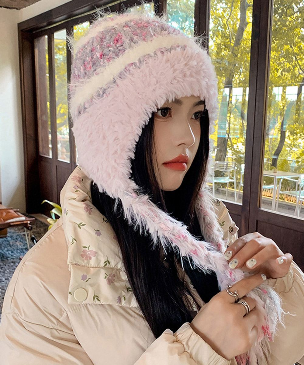 miniministore（ミニミニストア） ニット帽子 紐付き 韓国風 毛糸帽子