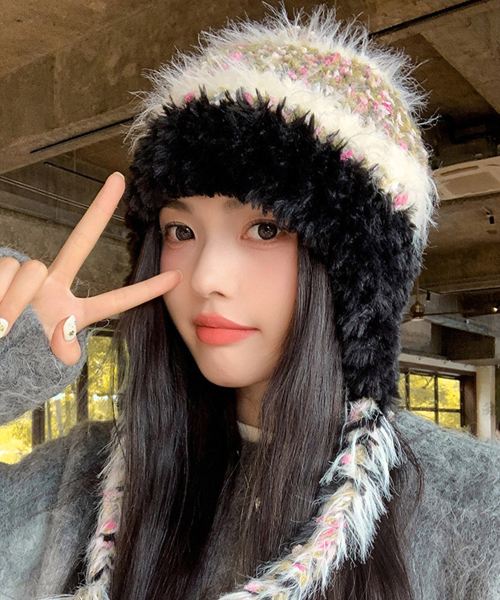 miniministore（ミニミニストア） ニット帽子 紐付き 韓国風 毛糸帽子