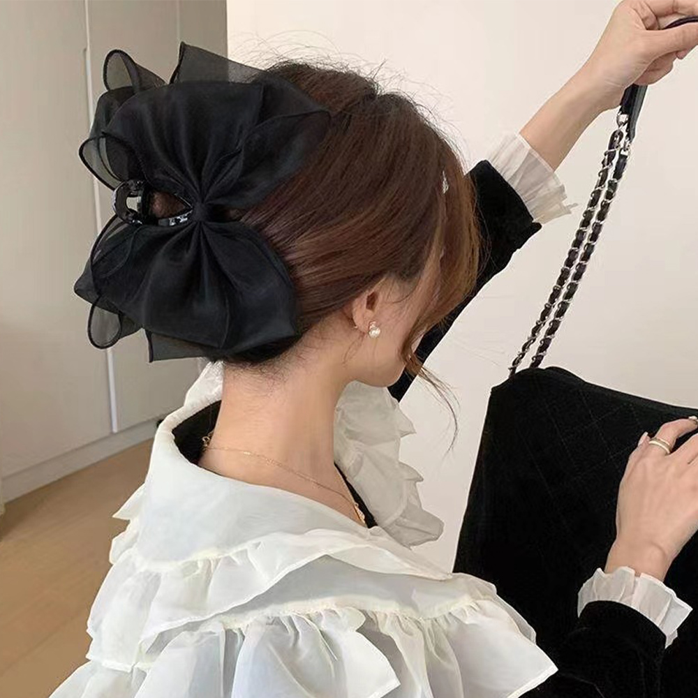 miniministore リボンヘアクリップ 大きめ黒 レディース