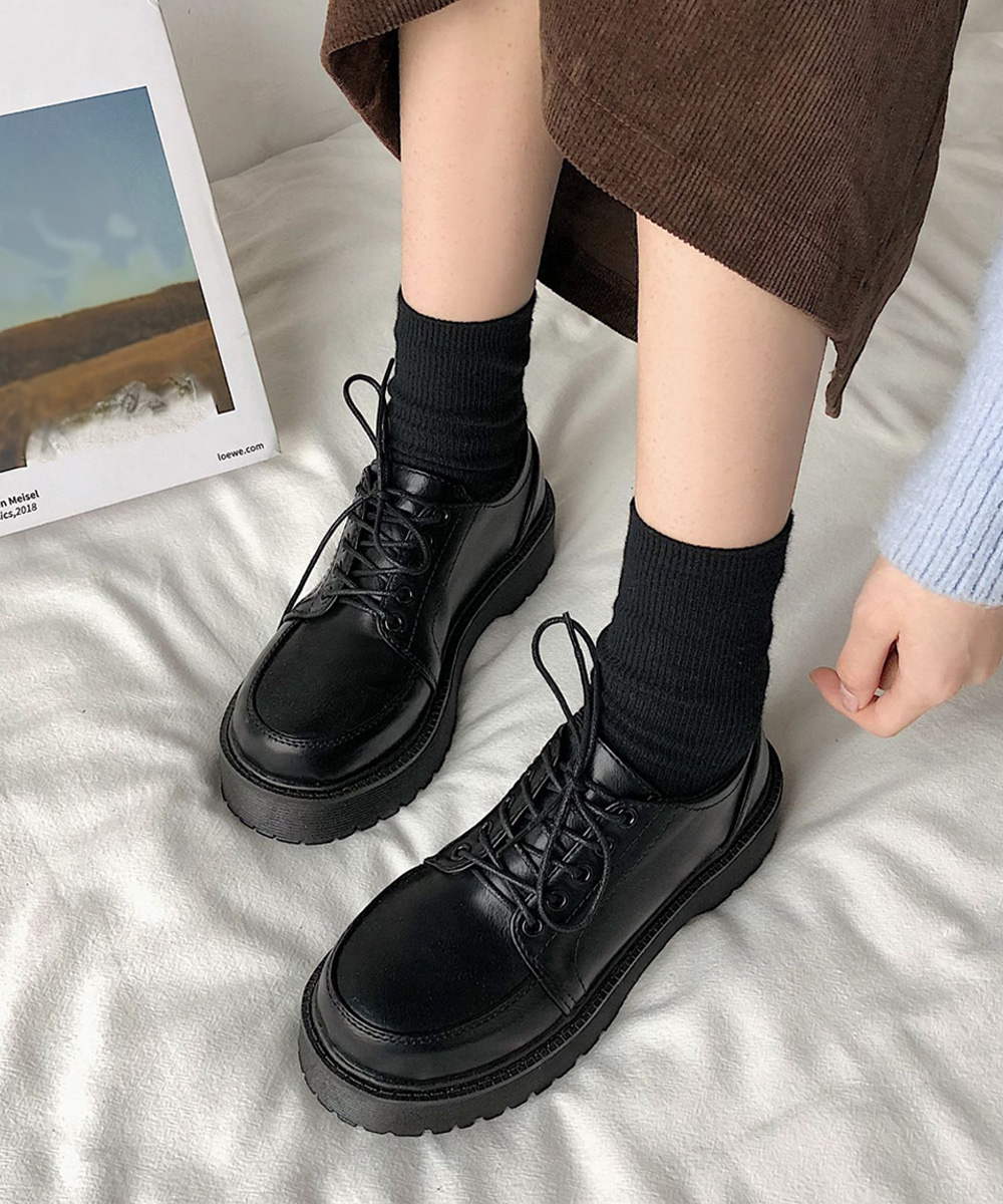 miniministore 厚底ローファー レースアップ 美脚くつ
