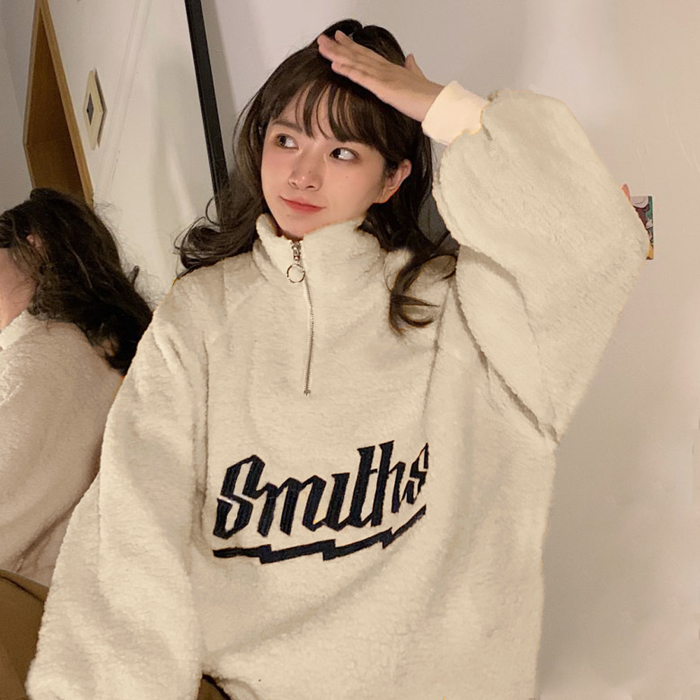 ボアトレーナー フロントジップ 韓国風｜miniministore｜キャリー品