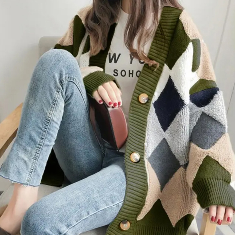 miniministore 配色ニットカーディガン 韓国風レディース miniministore 配色ニットカーディガン 韓国風レディース