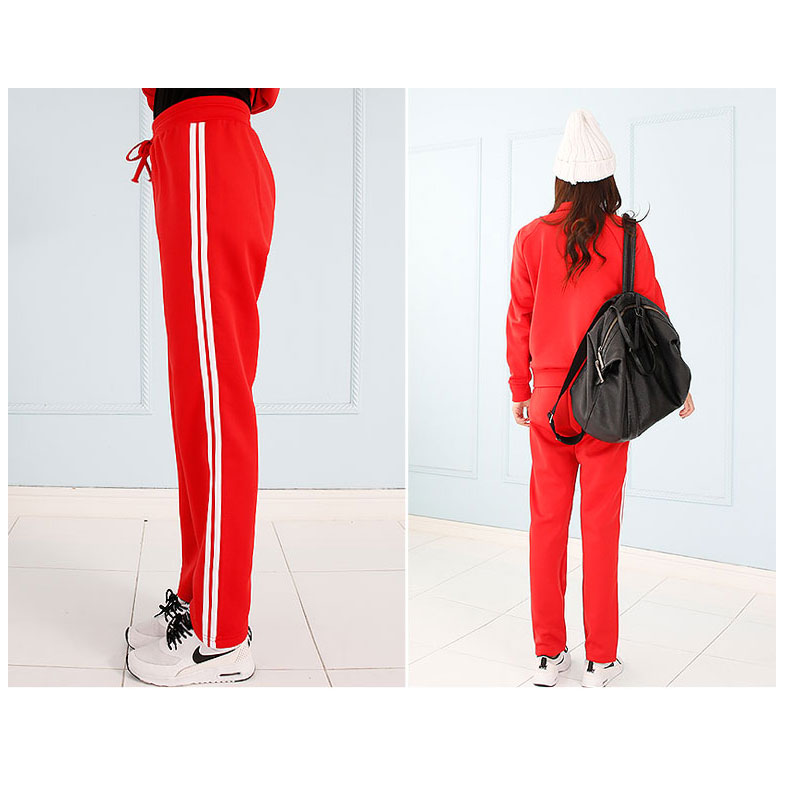 PINK☆裏起毛 ジャージ上下セットアップ サイド2本線 長袖トレーナー