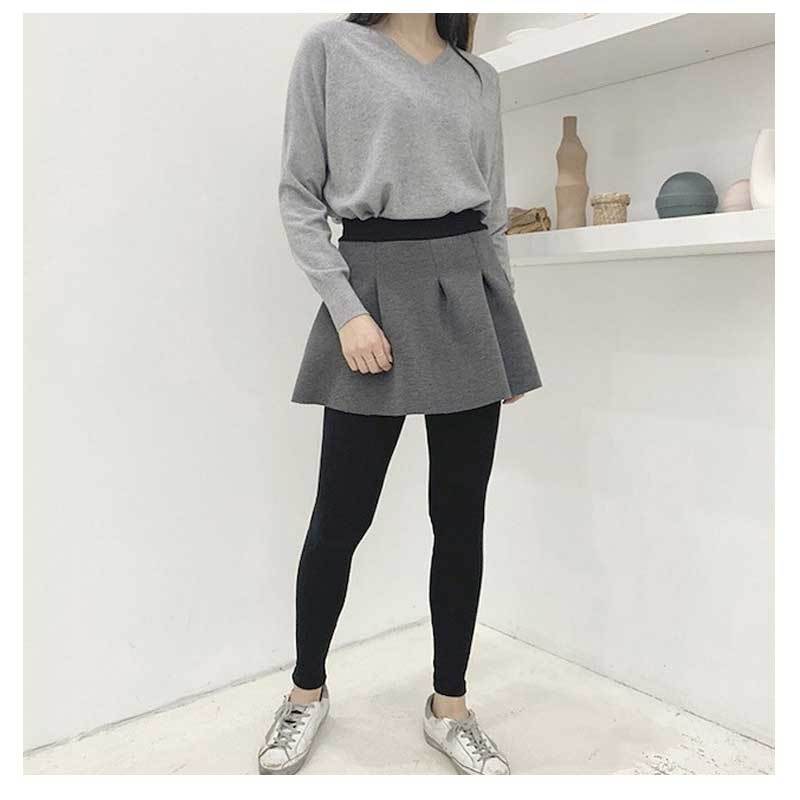 スカート付レギンス ネオプレン ギャザー Aライン フレア スカッツ