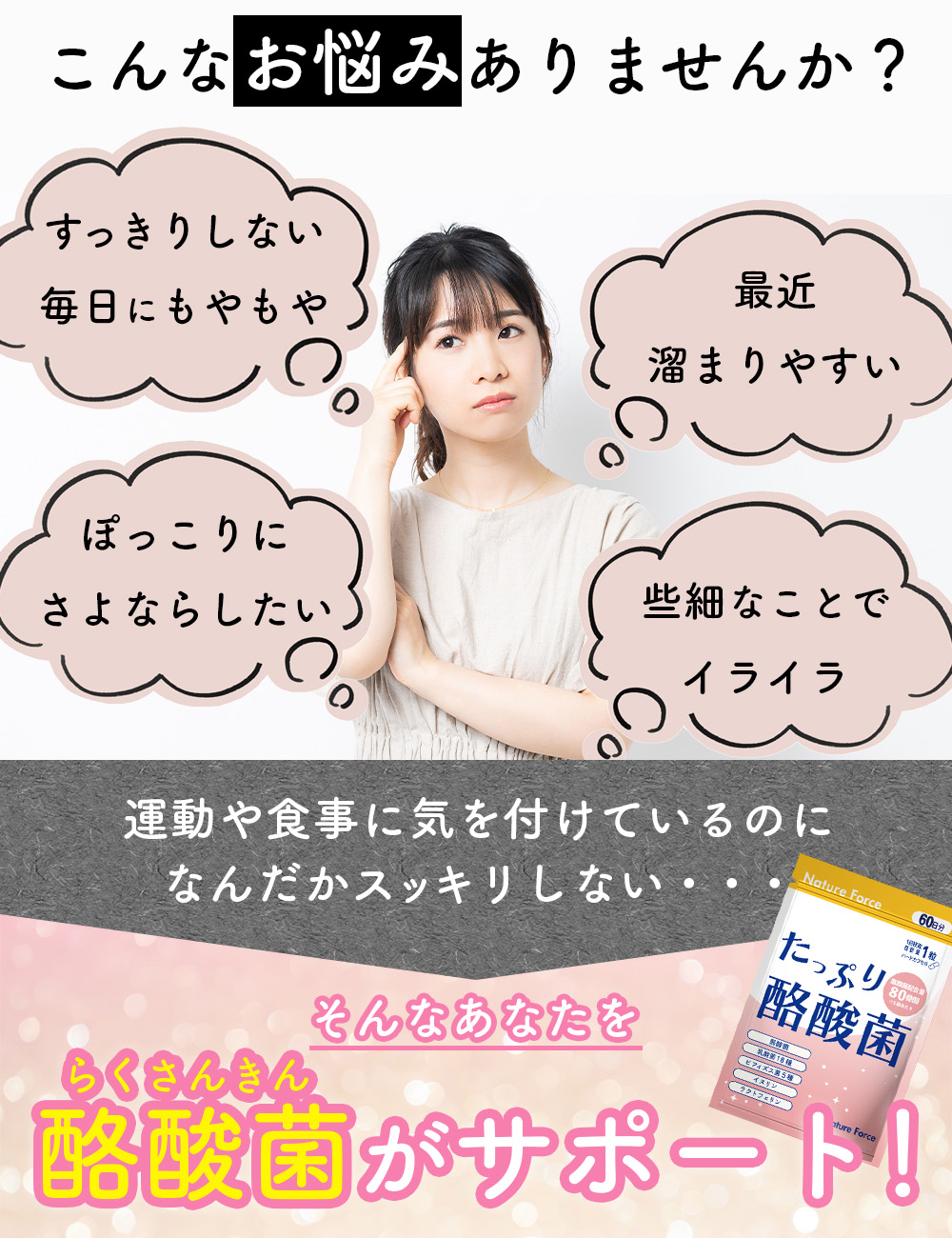 クーポン有 薬剤師監修 生きた酪酸菌 80億個 60日分 サプリ 乳酸菌 ネイチャーフォース たっぷり酪酸菌 3個セット_3