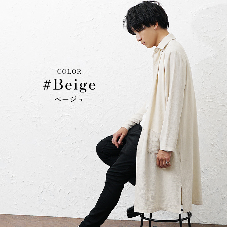 KLASICA レーヨンシャツ ロング丈 ベージュ　サイズ4 MinoriTY（マイノリティ） シャツ メンズ 長袖 ロング丈 カジュアル