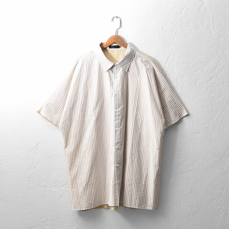 シャツ メンズ ビッグシルエット シャツ シャツ ブラウス メンズ 半袖 ストライプ 切り替えシャツ 切替シャツ オーバーサイズ ゆったり 秋服 秋 冬服 秋冬 Minority Yahoo 店 通販 Yahoo ショッピング
