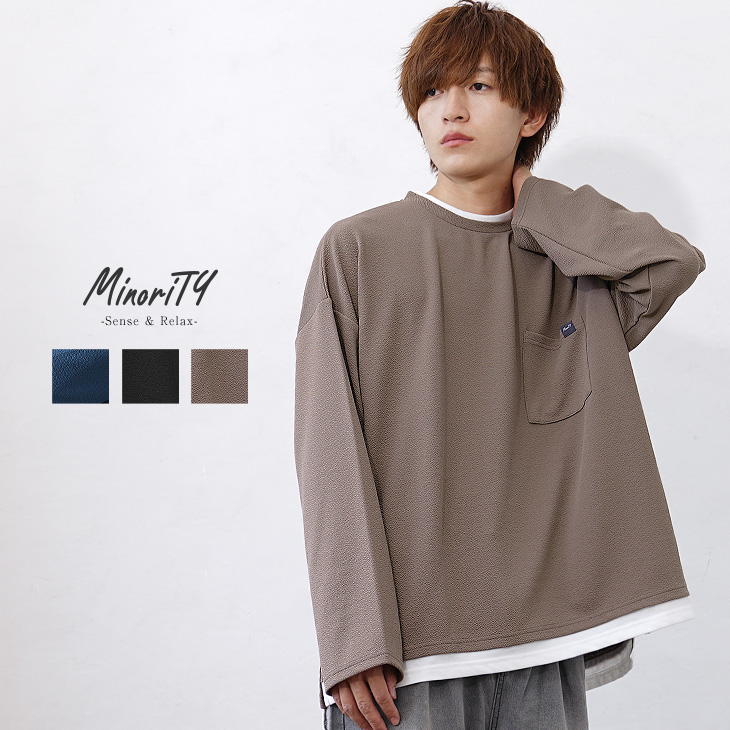 オーバーサイズ 長袖tシャツ メンズ ロンt メンズ tシャツ ロングスリーブtシャツ レイヤード フェイクレイヤード 秋服｜minority92