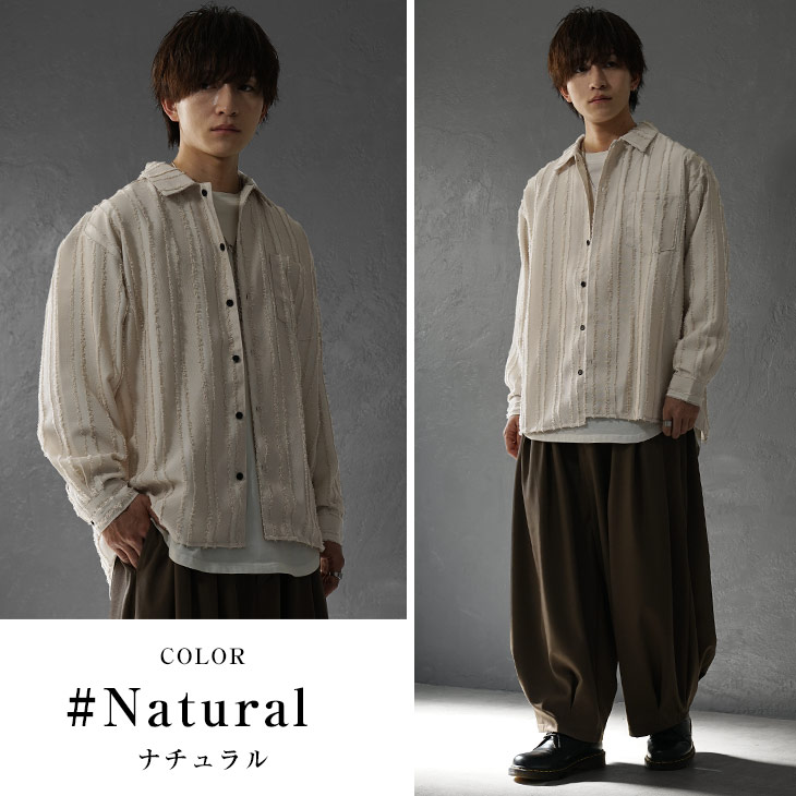 MinoriTY シャツ メンズ 長袖シャツ ストライプシャツ オーバー