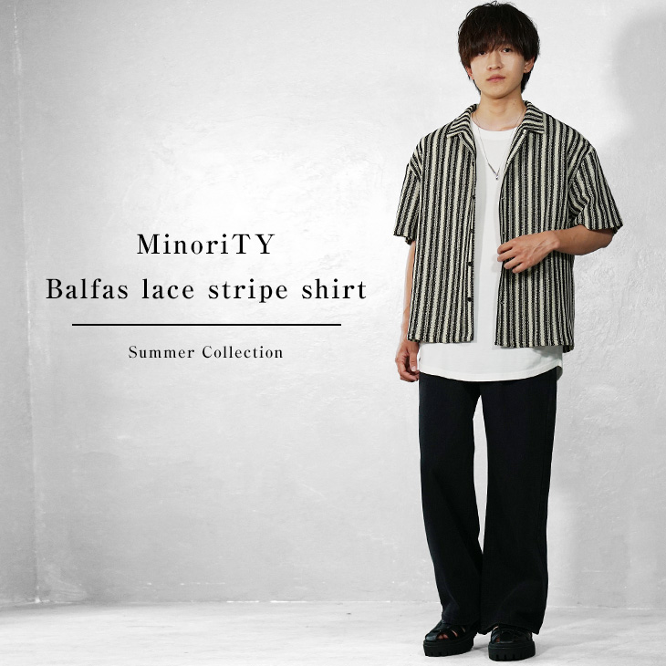 【新品未使用】定価51700円 THIRD MAGAZINE レースシャツ 半袖 MinoriTY（マイノリティ） シャツ メンズ シャツ 半袖 オーバーサイズ
