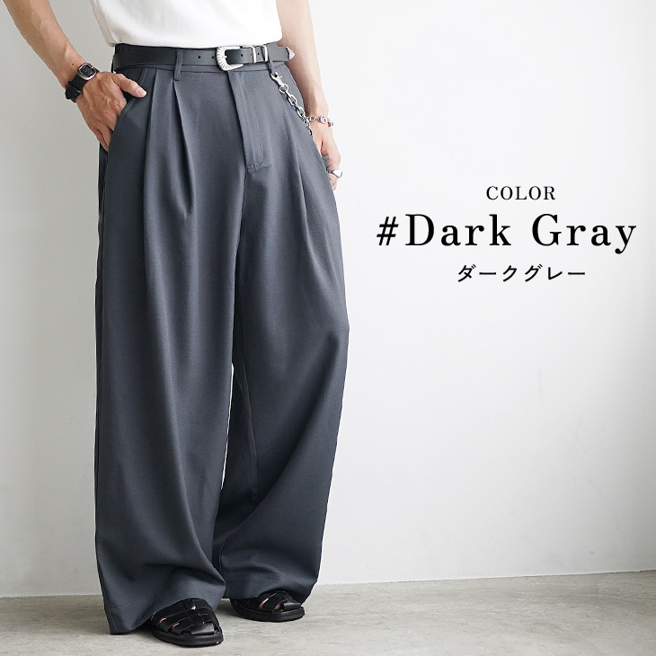 MinoriTY スラックス メンズ ワイドパンツ タック ゆったり