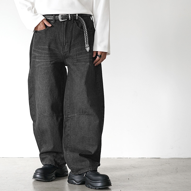 MinoriTY デニムパンツ メンズ バレルレッグ デニム ジーンズ MinoriTY デニムパンツ メンズ バレルレッグ デニム ジーンズ