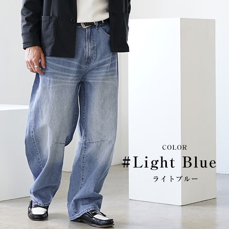 MinoriTY デニムパンツ メンズ バレルレッグ デニム ジーンズ