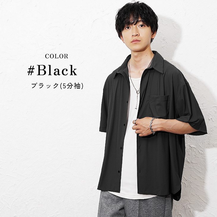 OWNER 半袖ストレッチシャツ M ブラック/ピンク OWNER 半袖ストレッチ