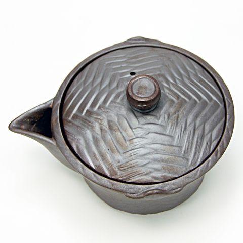 煎茶道具 桑名万古 梅友在銘 手捻り 宝瓶急須★時代物★ 煎茶道具 桑名万古 梅友在銘 手捻り 宝瓶急須☆時代物☆