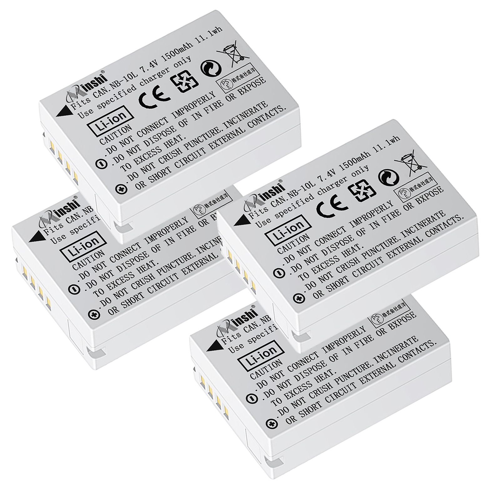 【4個セット】minshi CANONキヤノン SX60HS G3X  SX60HS 対応 互換バッテリー 1500mAh  高品質交換用バッテリー