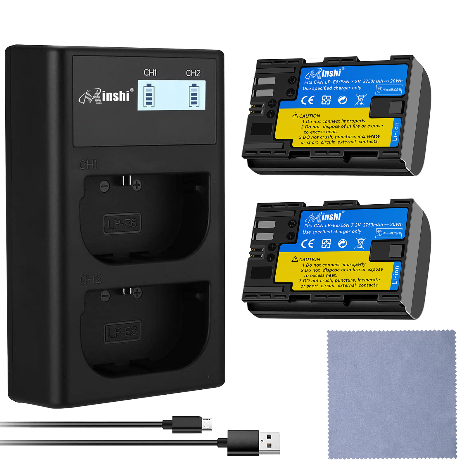 ڥåȡminshi Canon LP-E6 EOS 6D  LP-E6  LP-E6N EOS6D CANON 80D 2700mAh 7.2V ۹ʼ LP-E6NH ѥХåƥ꡼2ġ