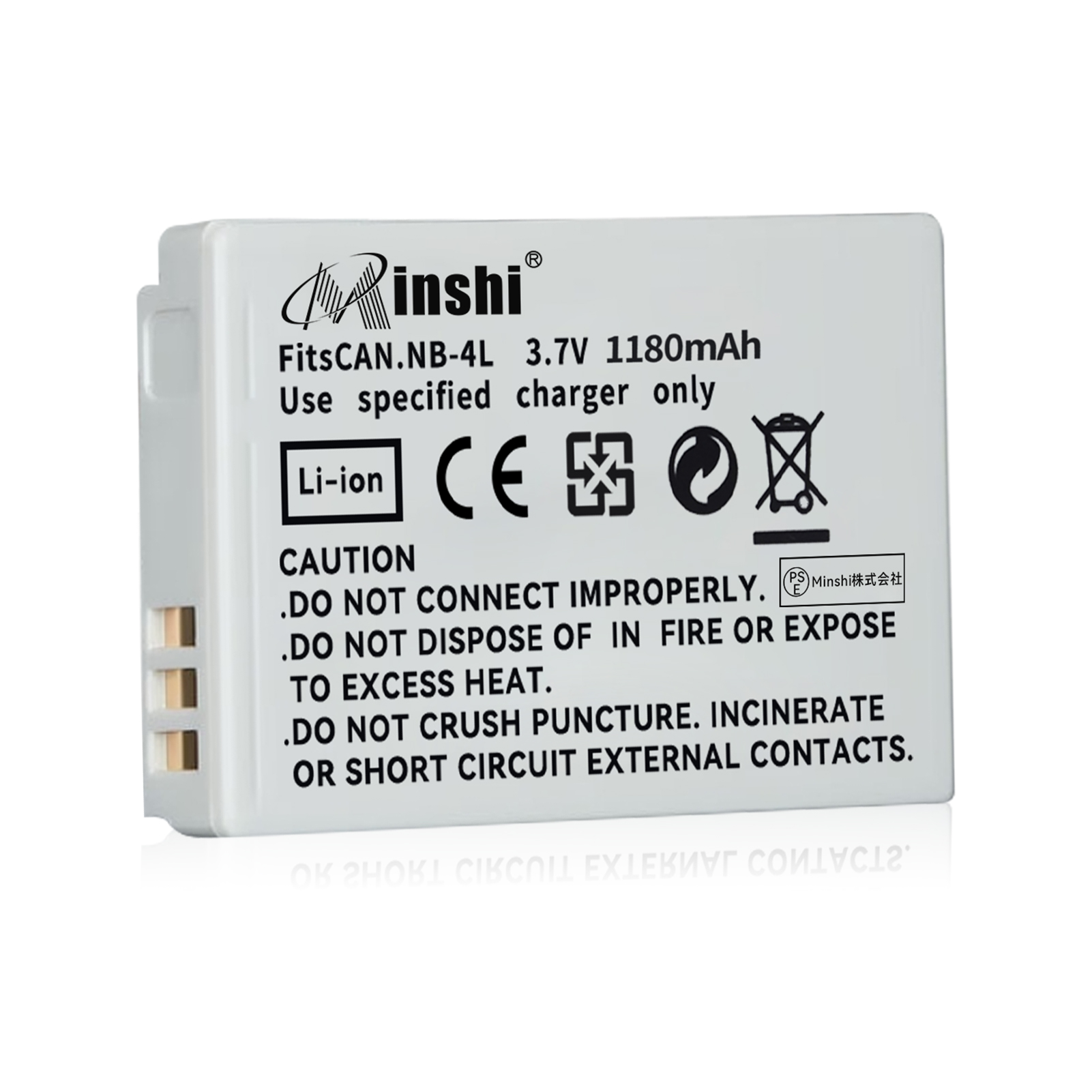 【1年保証】minshi Canon Digital IXUS 110 I NB-4L 【1180mAh 3.7V】 高品質交換用バッテリー