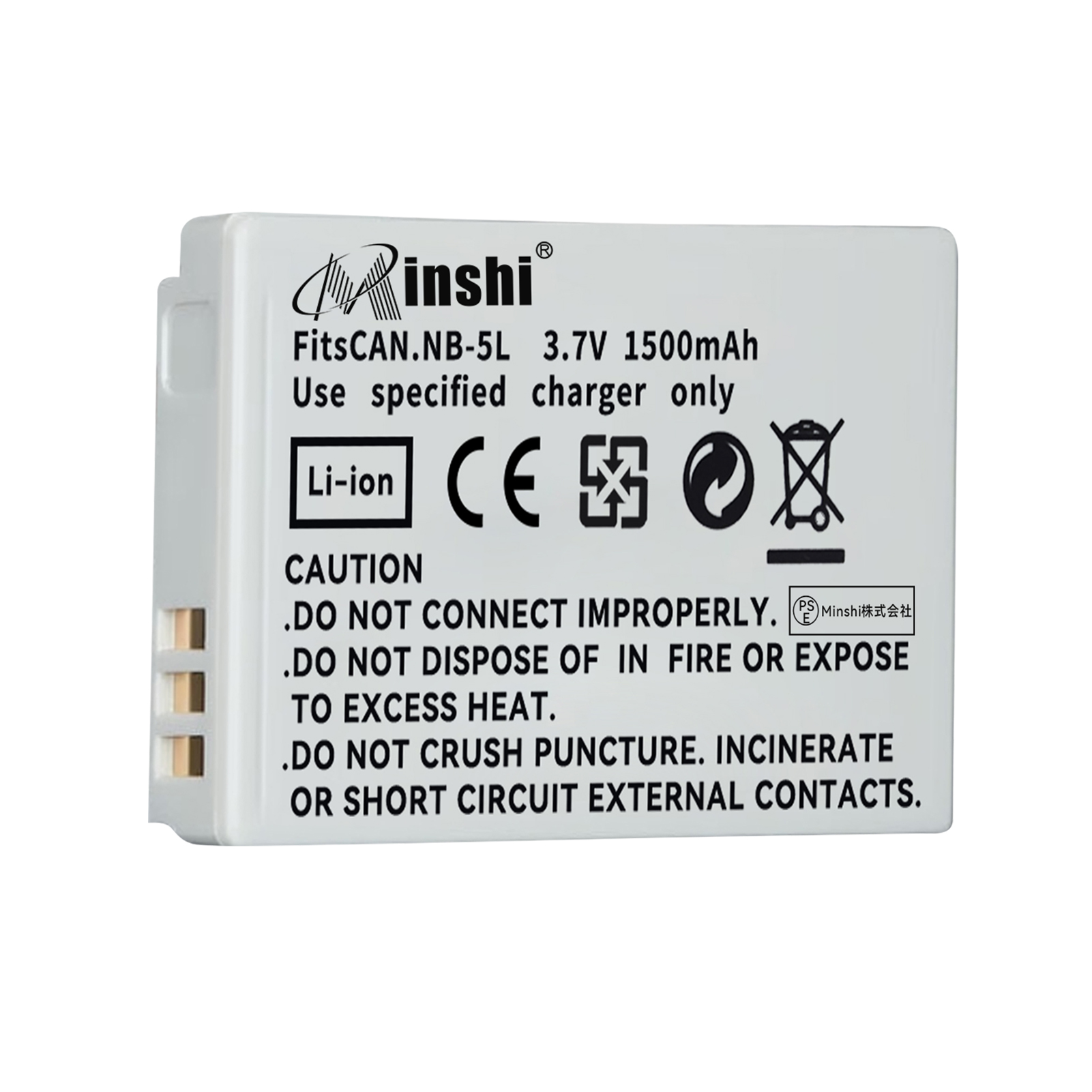 【1年保証】minshi CANON 910IS NB-5L  NB-5L【1500mAh 3.7V】PSE認定済 高品質交換用バッテリー