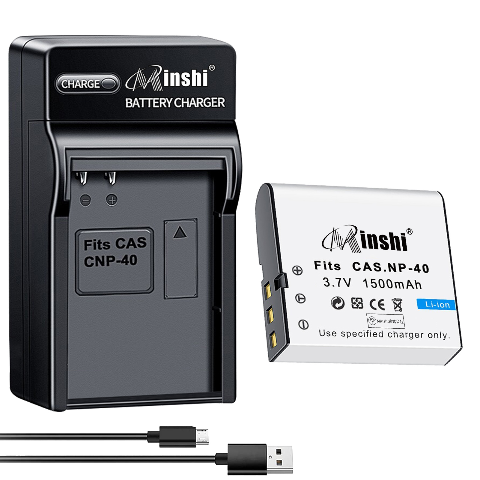 【1年保証】minshi Caiso EX-Z1080 NP-40【1500mAh 3.7V 】【互換急速USBチャージャー】PSE認定済 高品質交換用バッテリー