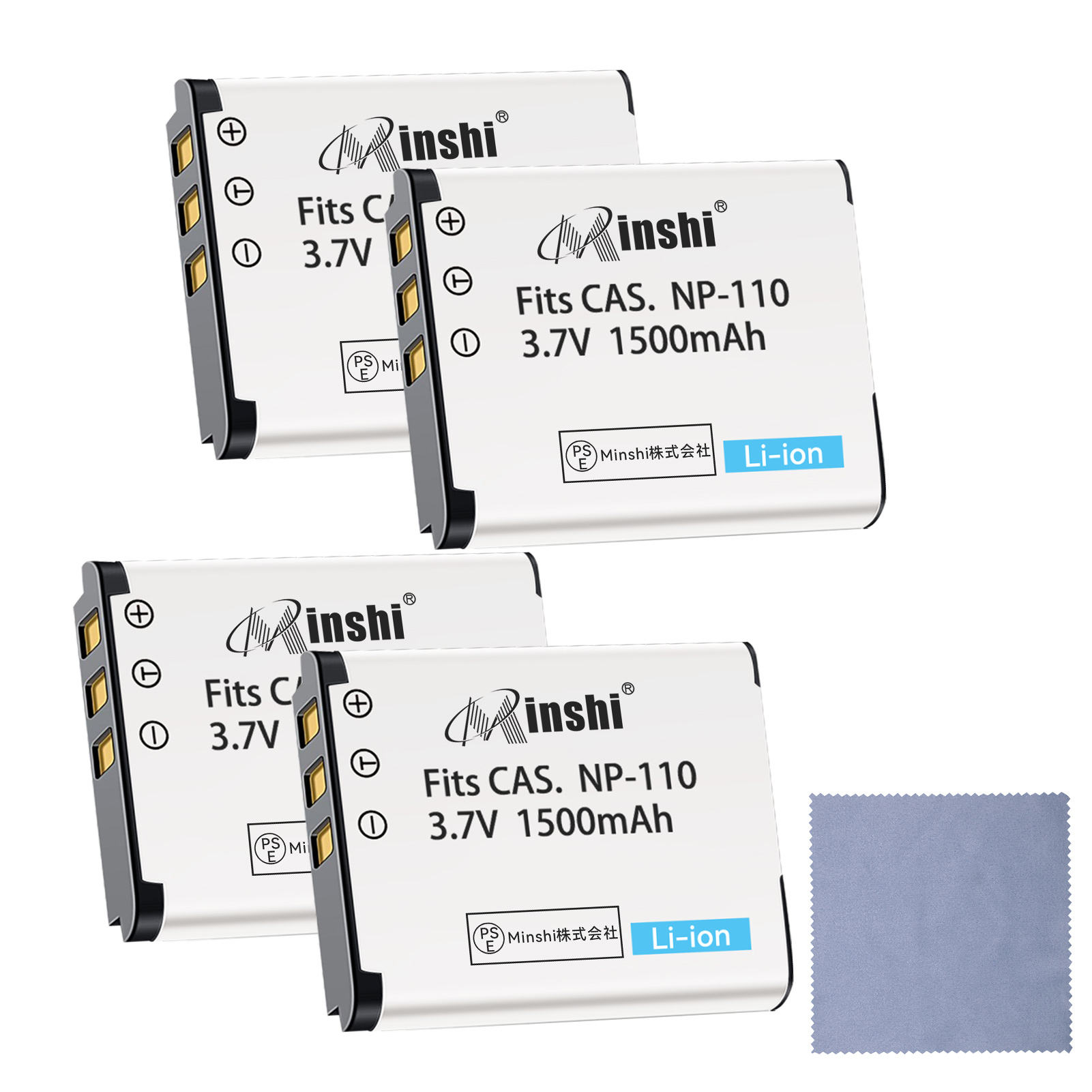 【4個セット&クロス付き】minshi CASIO NP-110【1200mAh 3.7V】PSE認定済 高品質NP-160 NP-110互換バッテリーPHB