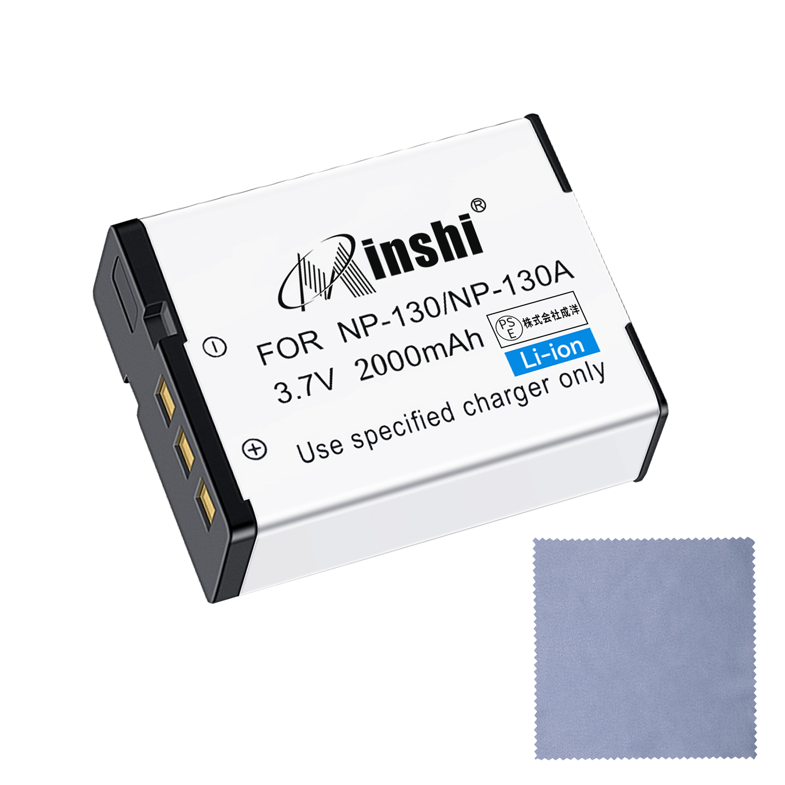 【クロス付き】minshi CASIO EX-ZR3100 NP-130【2000mAh 3.7V】PSE認定済 高品質 NP-130/NP-130A互換バッテリー