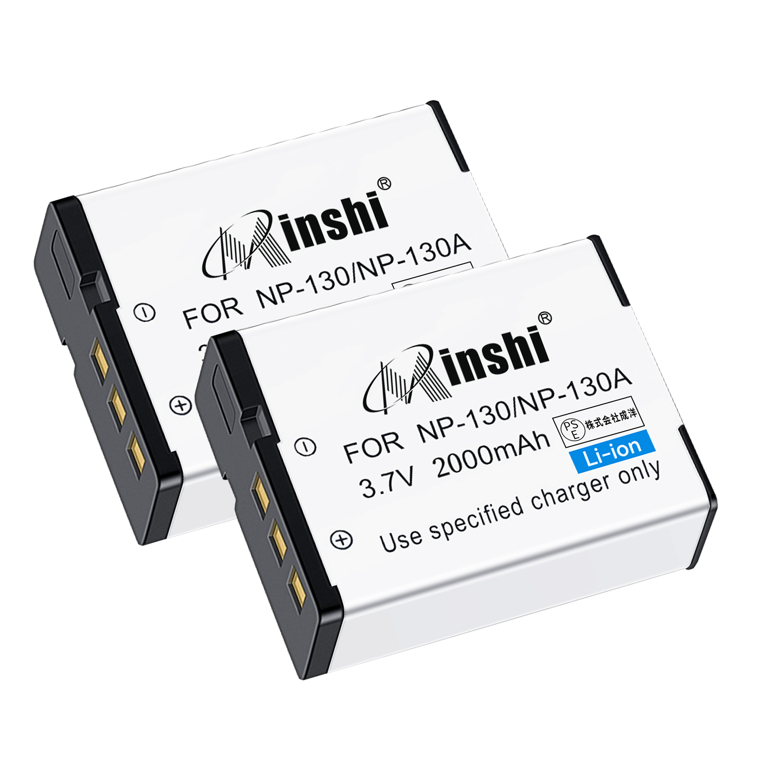 【２個セット】minshi CASIO EX-FC400S NP-130  NP-130【2000mAh 3.7V】PSE認定済 高品質 NP-130/NP-130A互換バッテリー｜minshi
