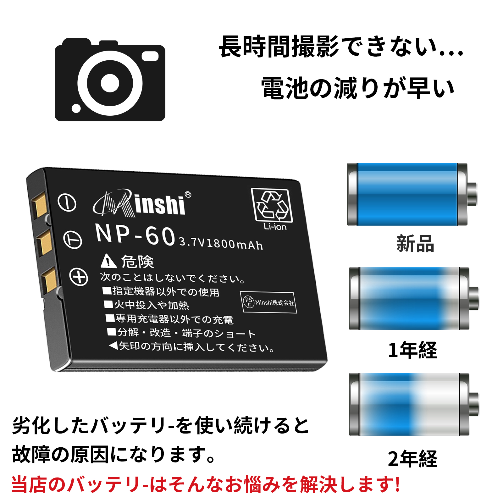 1年保証】 minshi 富士フイルムFinePix F401 対応 互換バッテリー 