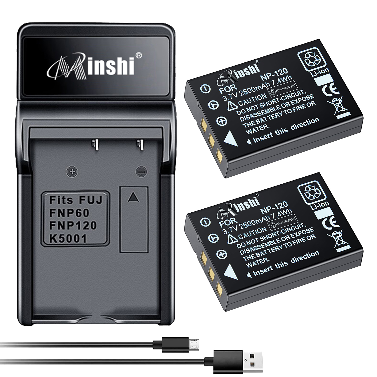 【２個セット】 minshi FUJIFILM FinePix F11 【互換急速USBチャージャー】 2500mAh  高品質交換用バッテリー