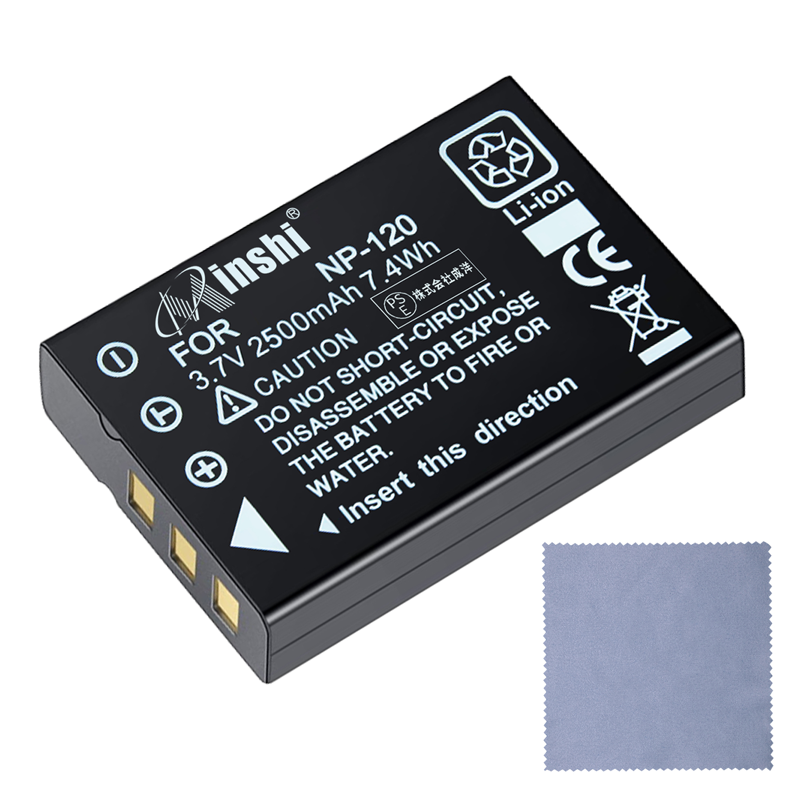 【クロス付き】 minshi FUJIFILM 450 Optio  NP-120 対応 互換バッテリー 2500mAh  高品質交換用バッテリー