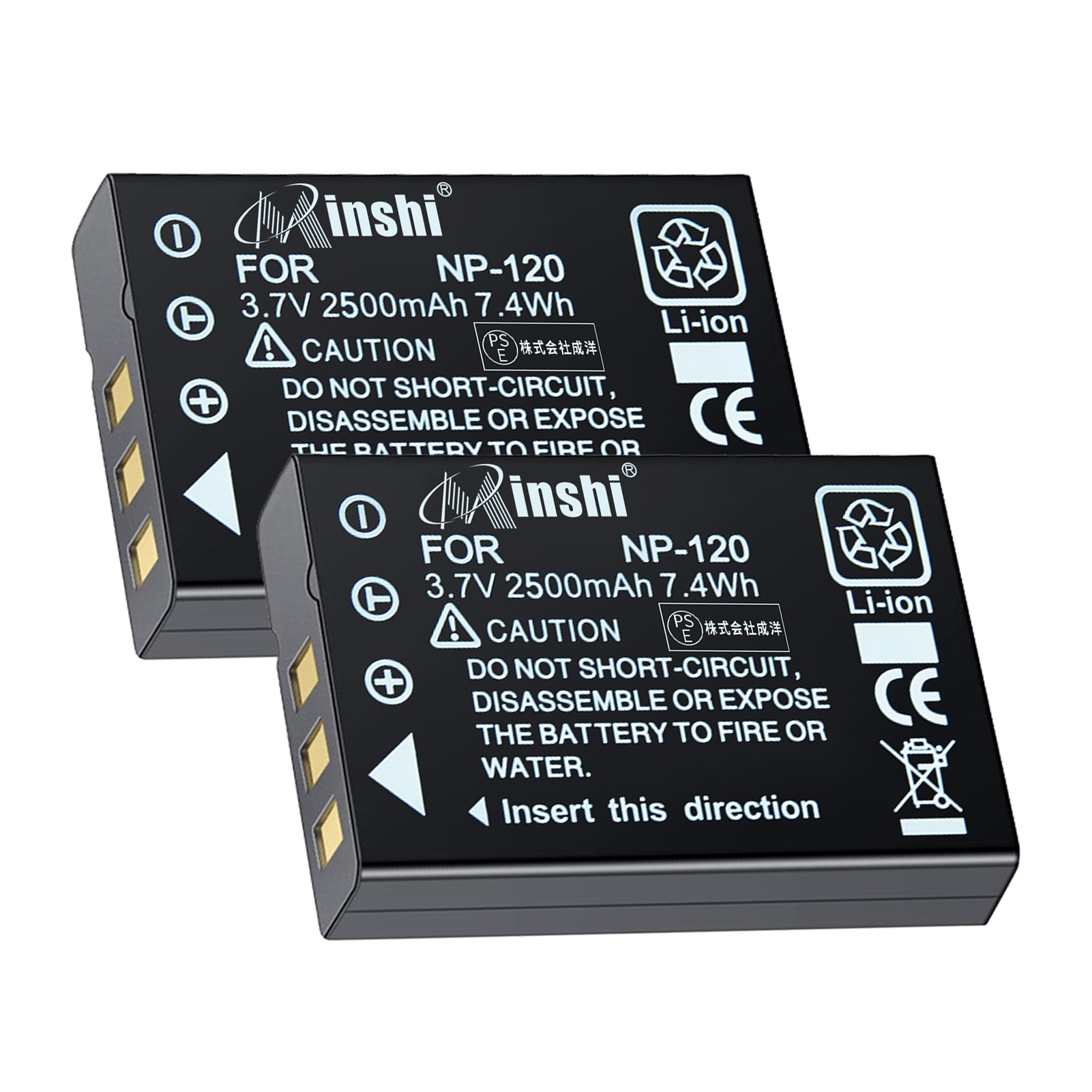 【２個セット】 minshi FUJIFILM D-17 Optio  NP-120 対応 互換バッテリー 2500mAh  高品質交換用バッテリー