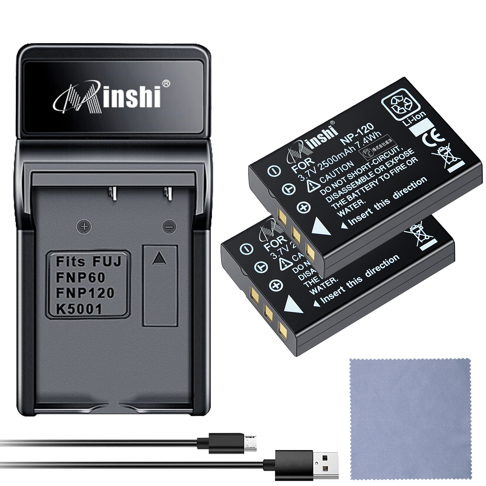 【セット】minshi FUJIFILM Caplio 500SE NP-120 【2500mAh 3.7V】PSE認定済 高品質交換用バッテリー【2個】