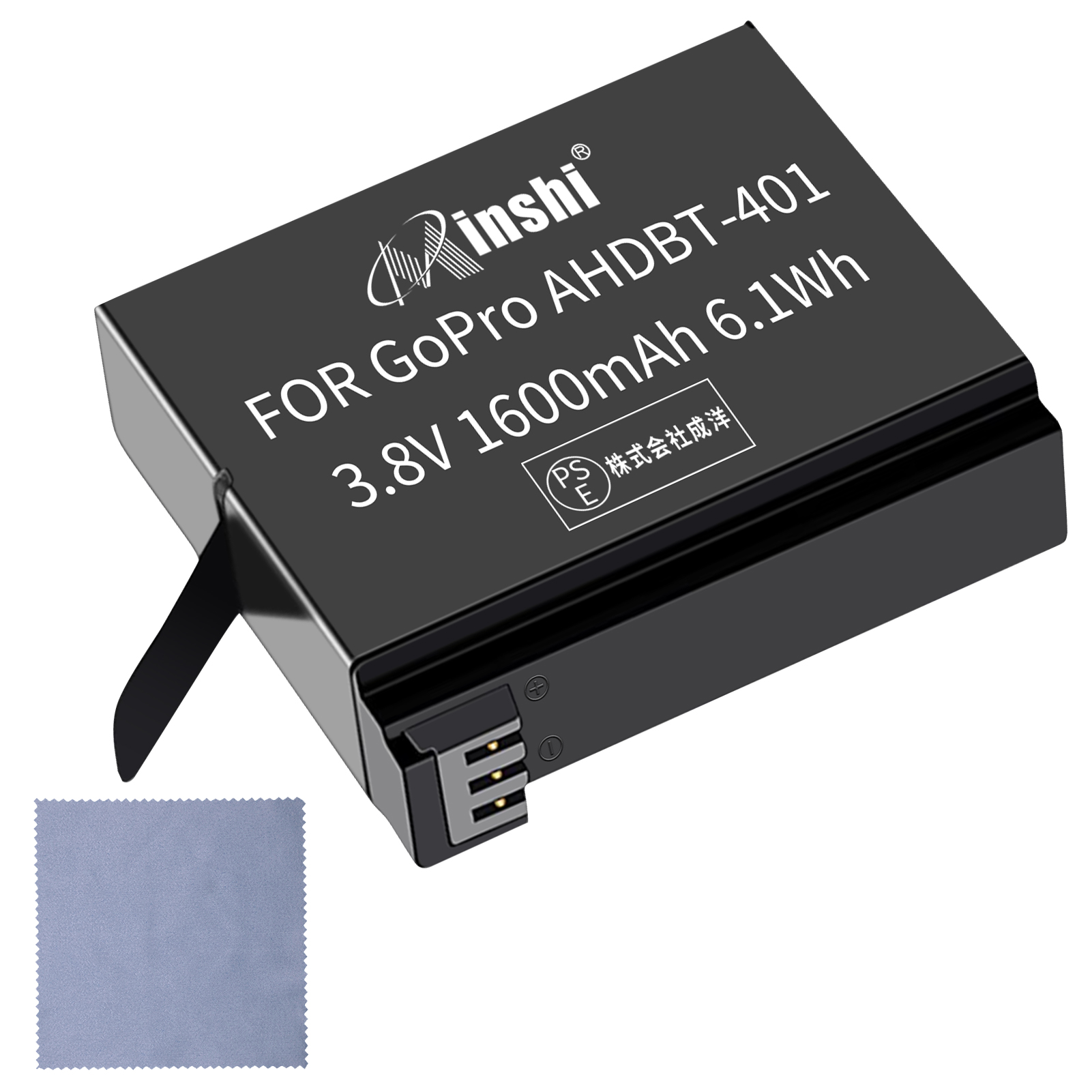 【清潔布ー付】minshi AHDBT-401【1600mAh 3.8V】 高品質AHDBT-401交換用バッテリー
