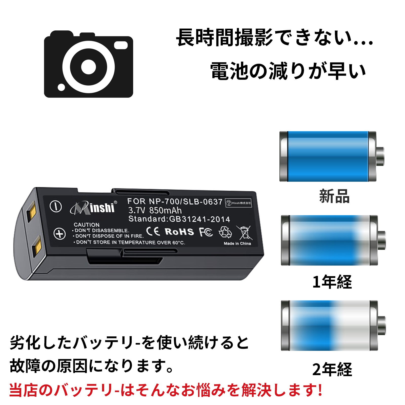 新品Minolta NP-700 互換バッテリー【850mAh 3.7V】1年保証 リチウム